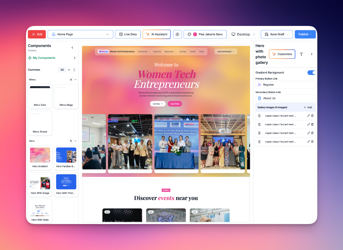 Page builder interface