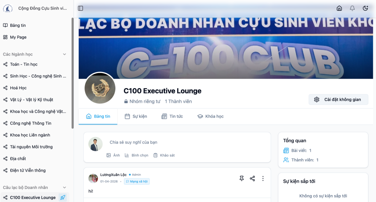 Tham gia sinh hoạt trong các không gian cộng đồng C100